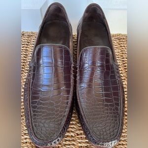 Cole Haan Brown Croc-Embossed Loafers